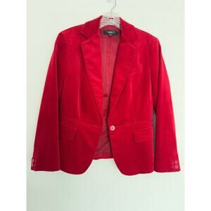 Talbots Dark Red Wine Velvet Velour Blazer Jacket Size 2 Christmas Holiday